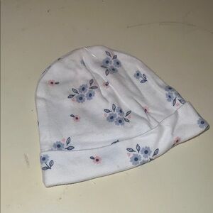 Source Unknown White Floral Baby Hat